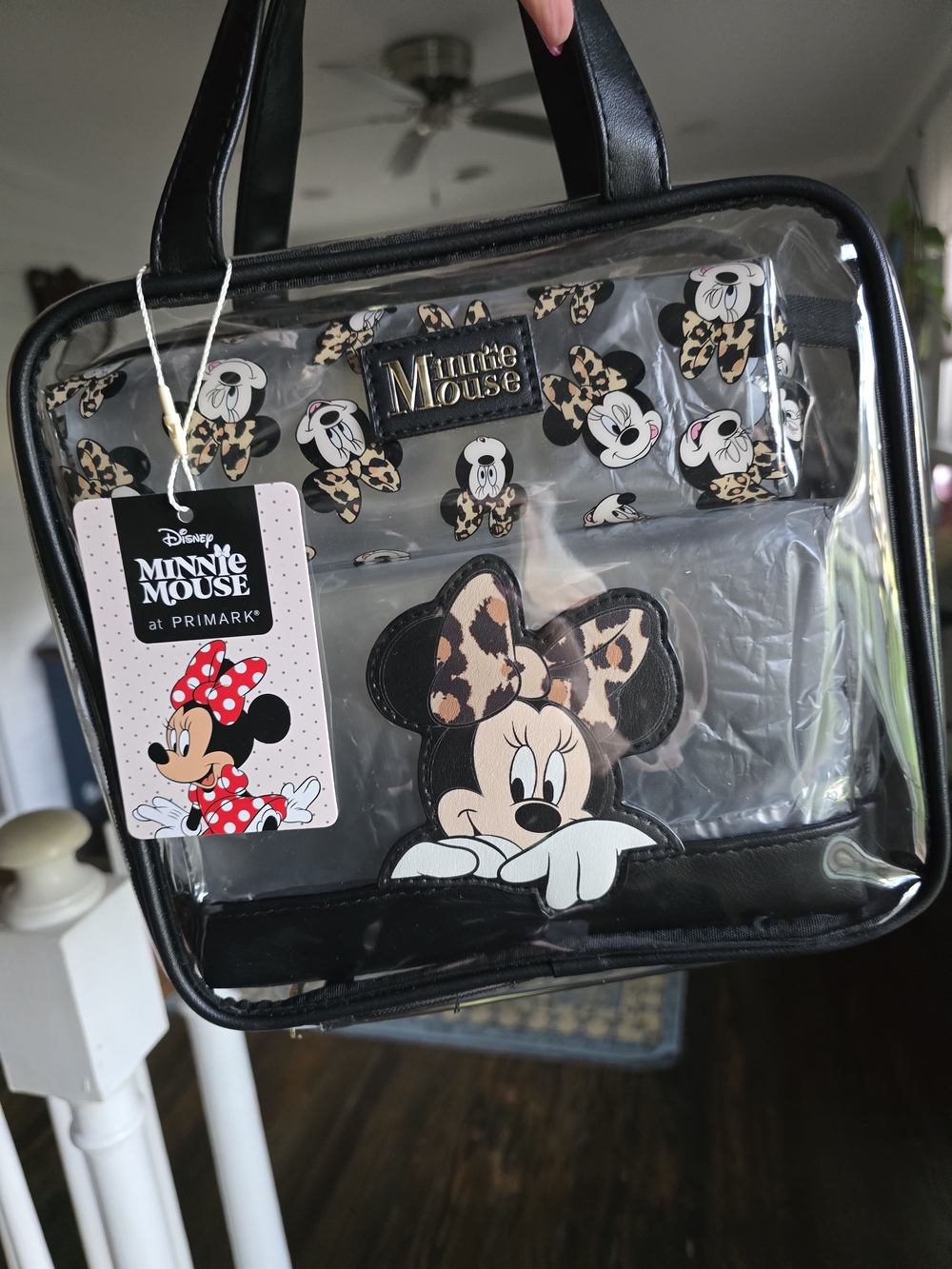 Disney Minnie Mouse Clear Tote Bag - Black with Leopard Print Accents - Picture 3 of 3